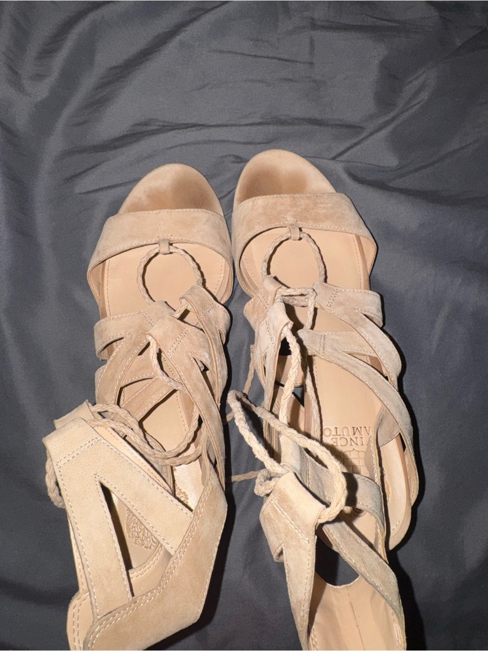Women’s Nude Suede Lace-Up Sandals